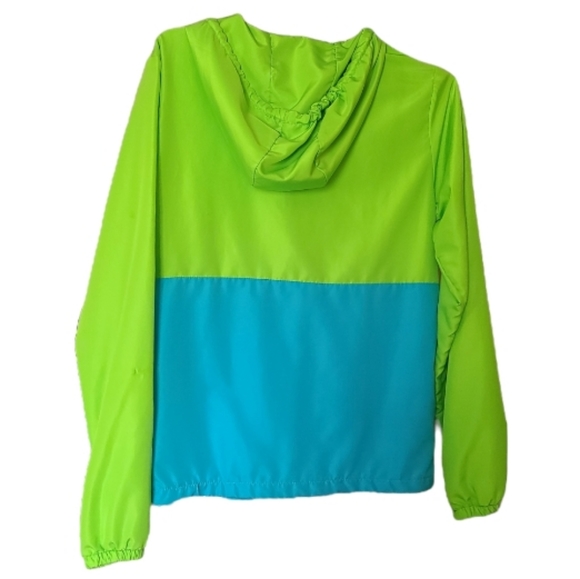 Lime green and blue  color block windbreaker. Brand Blackjack - Picture 2 of 2